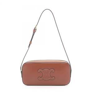 Celine Mini Camera Cuir Triomphe Shoulder Bag, Brown Leather, Women's, 10J583